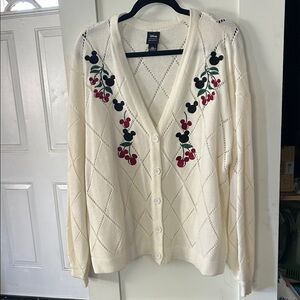 Disney Her Universe Cream Cardigan with Cherry and Mickey Embroidery